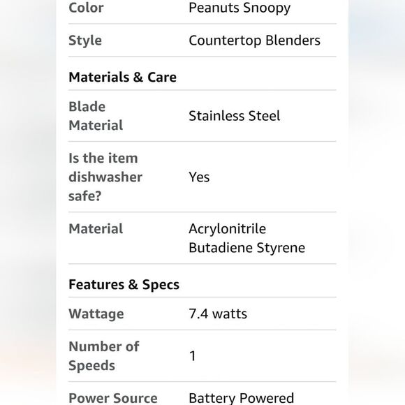 Uncanny Brands Peanuts, Snoopy, & Woodstock USB Rechargeable Portable Blender - Picture 9 of 11